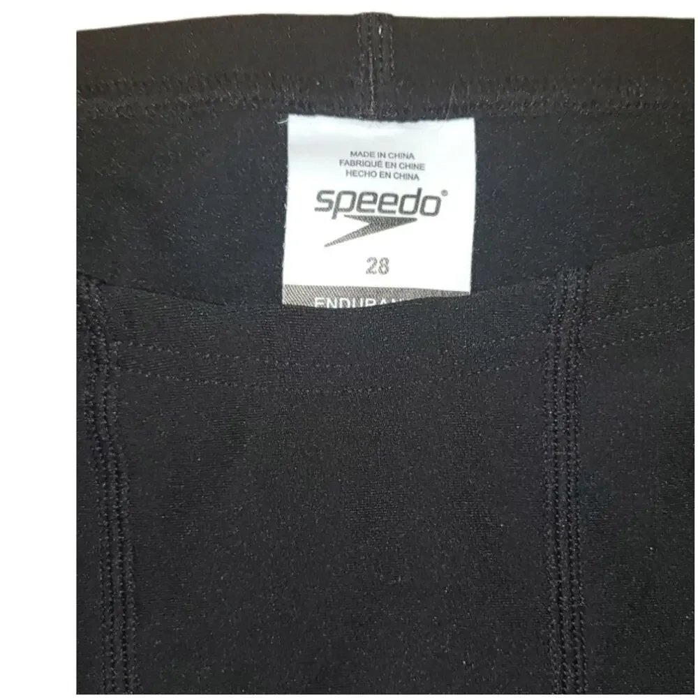 Speedo Endurance Black/Green Swim Trunks Size 28
